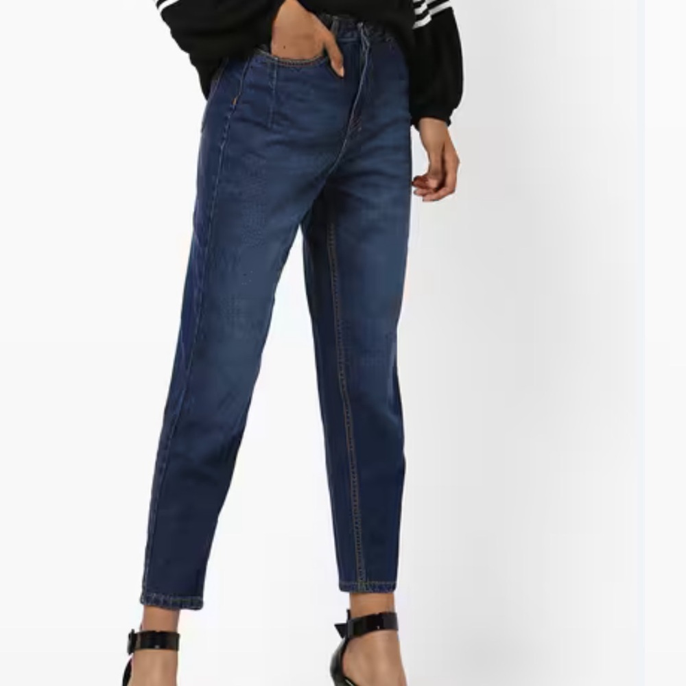 Lane Bryant dark wash cotton high rise wide leg ankle jeans size 14